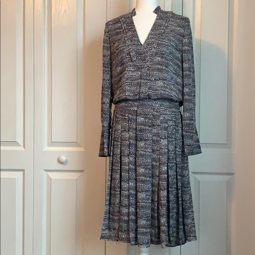 Tory Burch Marled Pleated Silk Dress - Picture 2 of 8